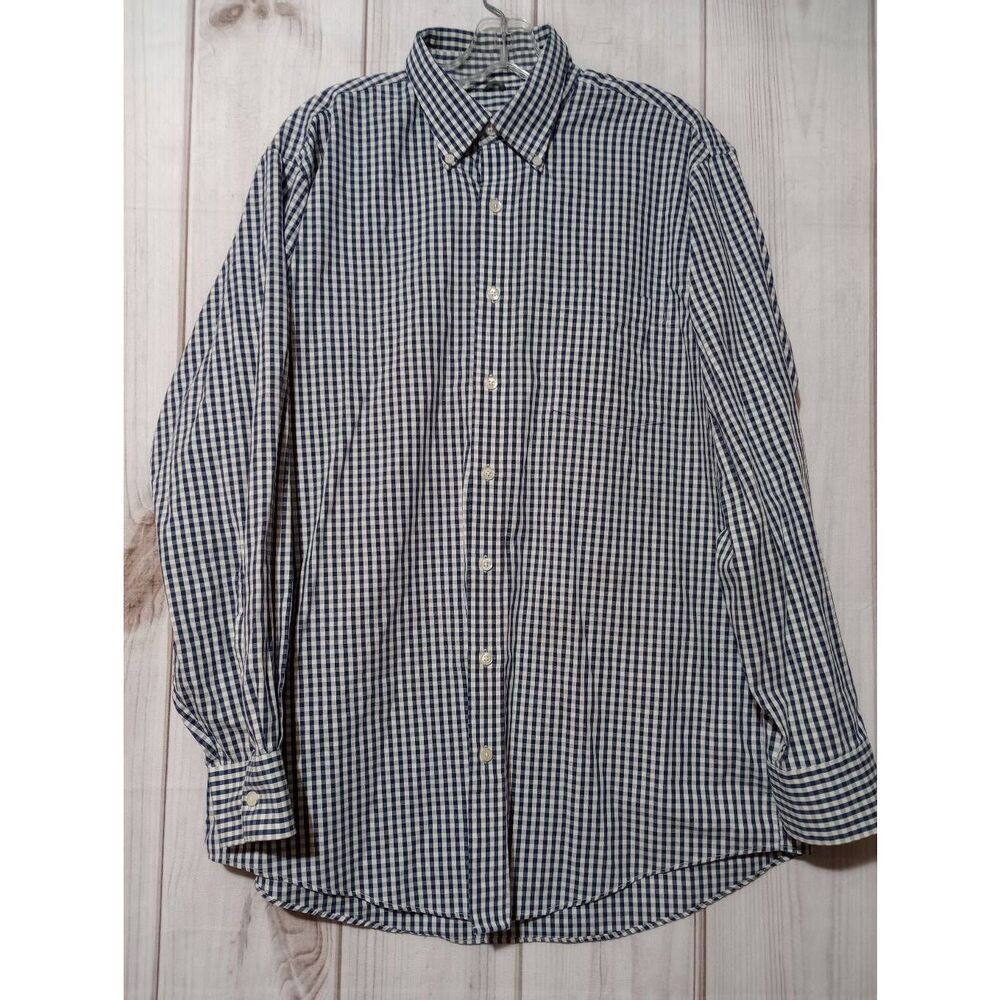 Kenneth Cole Shirt Men's Large Navy White Long Sleeve Button Front #Preppy